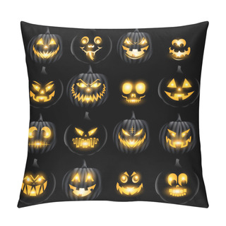 Personality  Set Of Jack O Lantern Pumkins Halloween Faces Pillow Covers