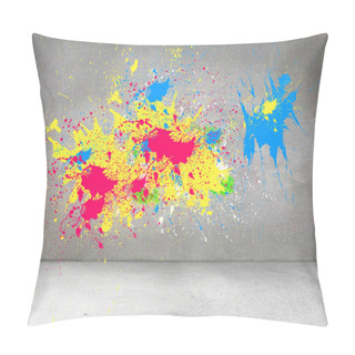 Personality  Splashes Of Color On Grey Wall Pillow Covers
