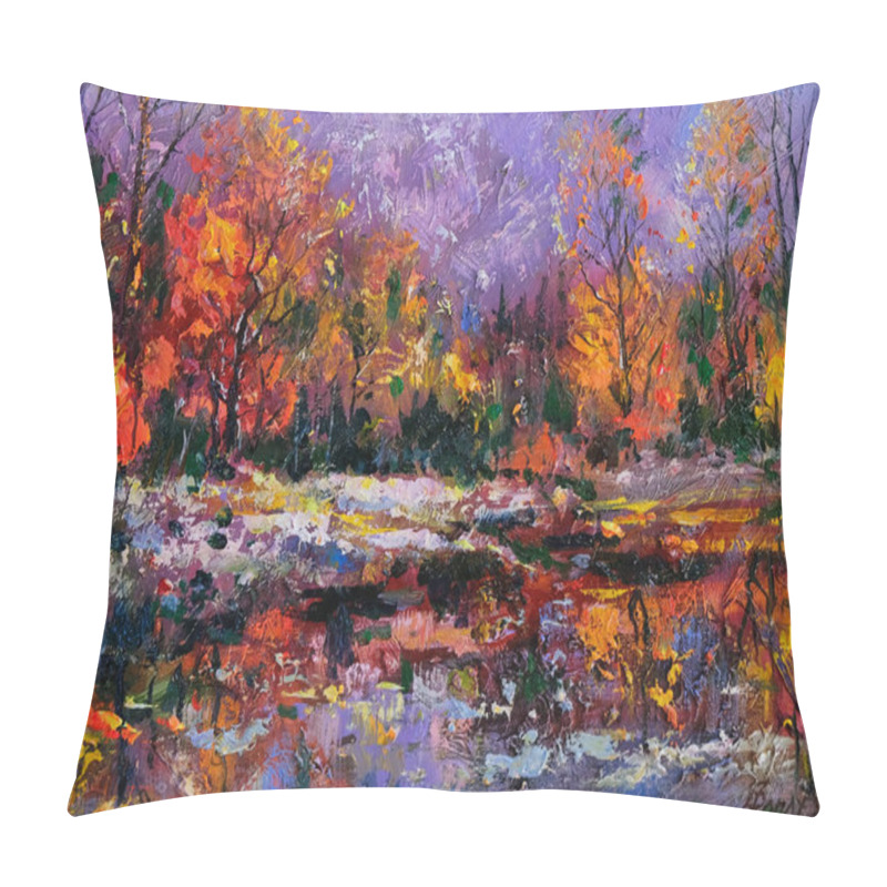Personality  Colors Of Late Autumn. Oil Painting On Canvas. Handmade. Pillow Covers