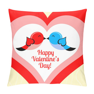 Personality  Vector Card For Valentine's Day With Birds. Pillow Covers