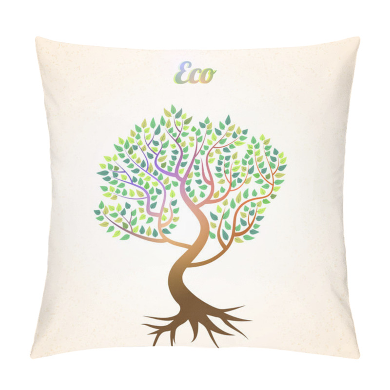 Personality  vector abstract tree with green leaves pillow covers