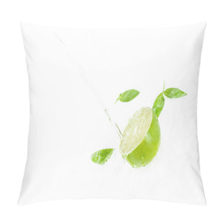Personality  Half Of Lime With Green Leaves Pillow Covers