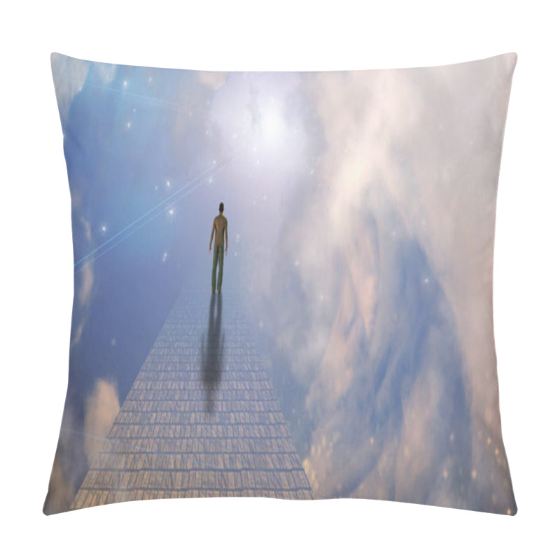 Personality  Figure On Misty Path. The Road Less Traveled Pillow Covers