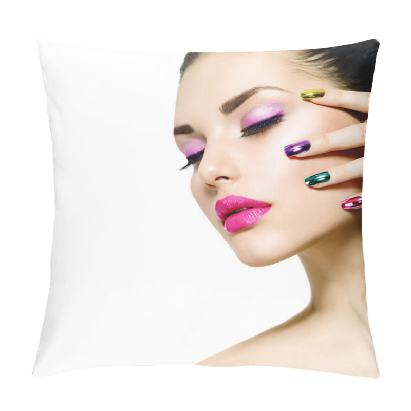 Personality  Fashion Beauty. Manicure and Make-up. Nail Art pillow covers