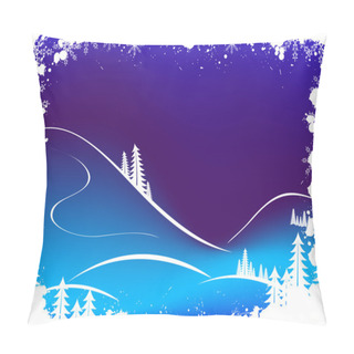 Personality  Grunge Winter Background With Fir-tree Snowflakes And Santa Clau Pillow Covers