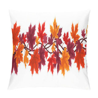 Personality  Horizontal Seamless Background With Autumn Maple Leaves. Vector Illustration. Pillow Covers