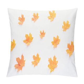 Personality  Set Of Orange Autumnal Maple Leaves Isolated On White Pillow Covers