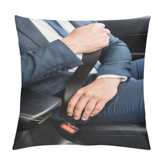 Personality  Cropped View Of Businessman Locking Lifesaver In Car Pillow Covers