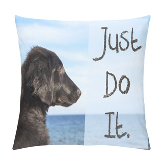 Personality  Dog At Ocean, Text Just Do It Pillow Covers