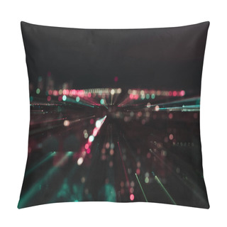 Personality  Dark Cityscape With Blurred Bright Illumination At Night Pillow Covers