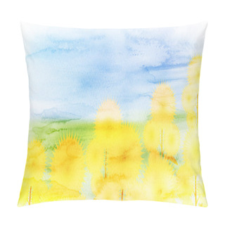 Personality  Sunflower Summer Sky Watercolor Landscape  Pillow Covers