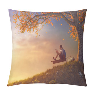 Personality  Child Reading The Book Near Tree Pillow Covers