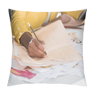 Personality  Fashion Designer Working In Studio Pillow Covers