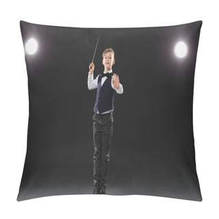 Personality  Little Conductor On Dark Background Pillow Covers
