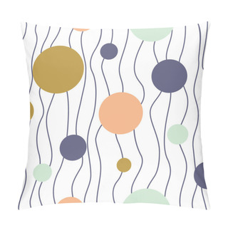 Personality  Abstract Waved Lines And Circles Vector Seamless Pattern Pillow Covers