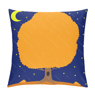 Personality  Autumn Tree Under The Rain In The Night Star Sky And Month Pillow Covers