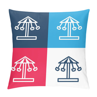 Personality  Amusement Park Blue And Red Four Color Minimal Icon Set Pillow Covers
