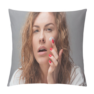 Personality  Woman Applying Face Cream  Pillow Covers