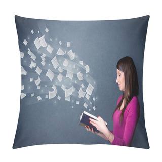 Personality  Young Lady Holding Book  Pillow Covers
