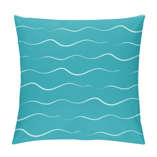 Personality  Sophisticated Doodle Water Waves With Colored Textures. Seamless Geometric Vector Pattern On Ocean Blue Background. Great For Marine Themed Products, Spa, Sport, Beauty, Stationery, Giftwrap Pillow Covers