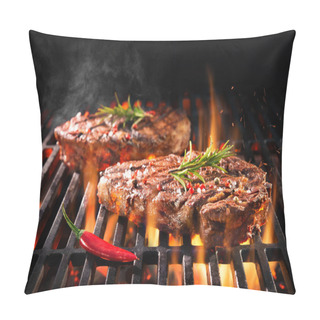 Personality  Beef Steaks Sizzling On The Grill Pillow Covers