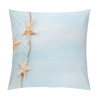 Personality  Blue Turquoise Background With Starfishes Or Shells. Pillow Covers