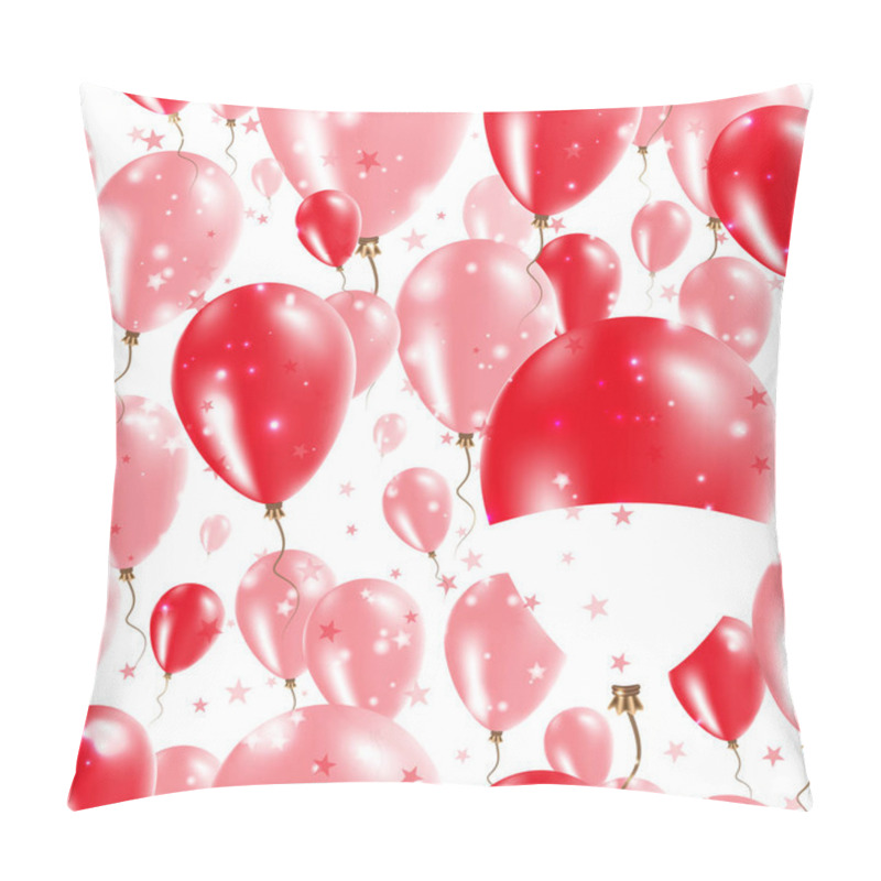 Personality  Indonesia Independence Day Seamless Pattern Flying Rubber Balloons In Colors Of The Indonesian Pillow Covers