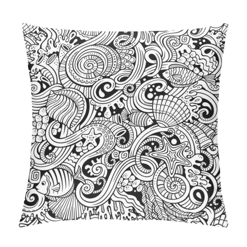 Personality  Cartoon doodles under water life seamless pattern pillow covers