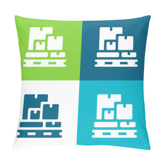 Personality  Boxes Flat Four Color Minimal Icon Set Pillow Covers