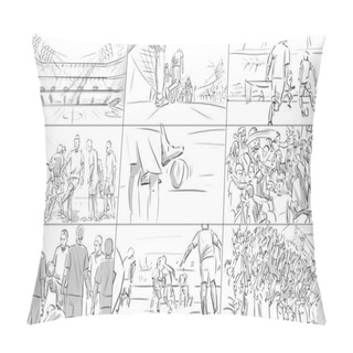 Personality  Storyboard With Soccer Players Pillow Covers