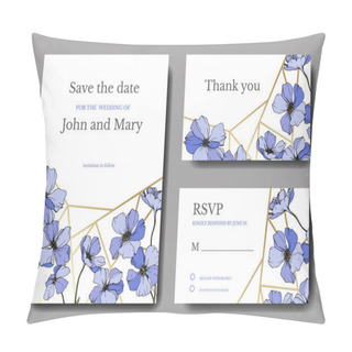 Personality  Vector Flax. Engraved Ink Art. Wedding Background Cards With Decorative Flowers. Thank You, Rsvp, Invitation Cards Graphic Set Banner. Pillow Covers