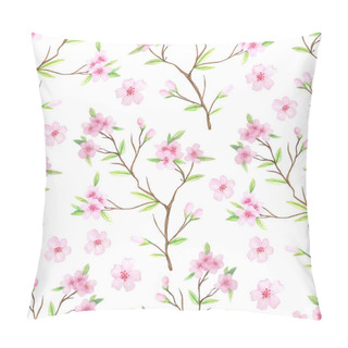 Personality  Seamless Pattern With Watercolor Cherry Blossoms Pillow Covers