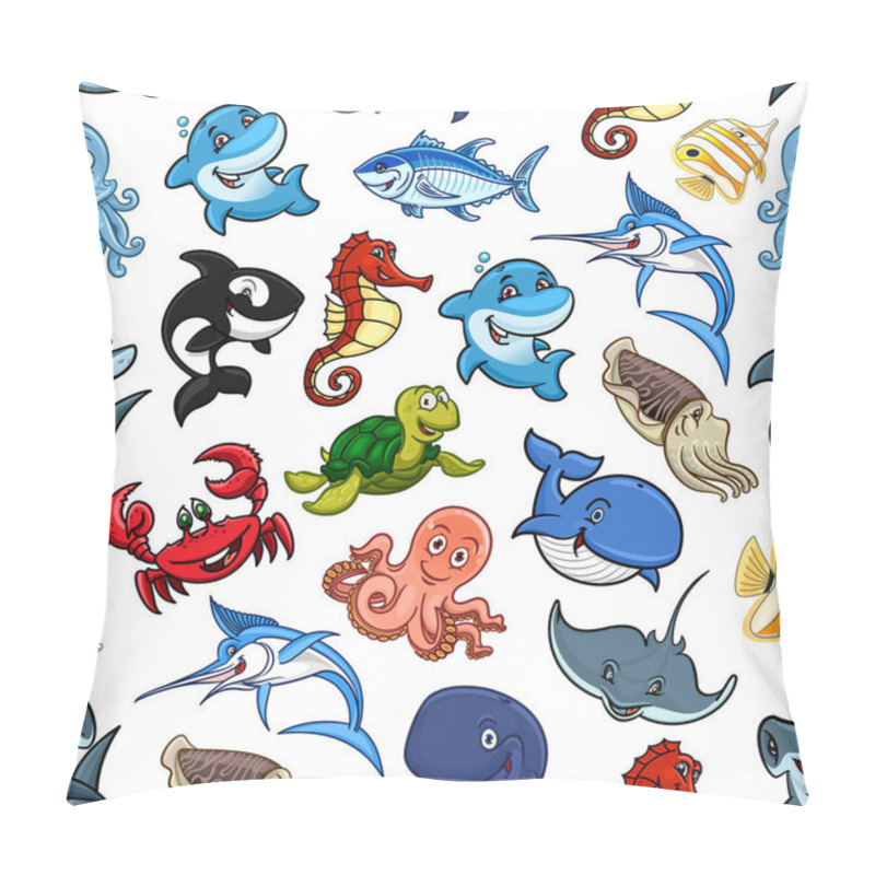 Personality  Cartoon sea animals, ocean fish seamless pattern pillow covers
