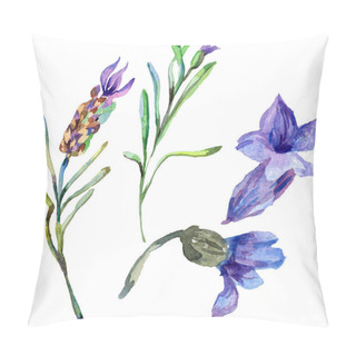 Personality  Purple Lavender Flowers. Wild Spring Wildflowers Isolated On White. Hand Drawn Lavender Flowers In Aquarelle. Watercolor Background Illustration. Pillow Covers