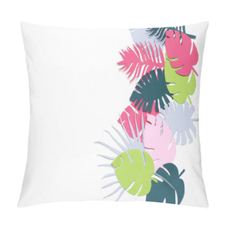 Personality  Palm Green Leaves Tropical Exotic Tree Isoalted On White Background. Square Image. Holliday Patern Pillow Covers