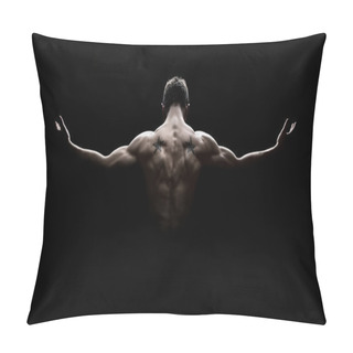 Personality  Rear View Of Healthy Young Muscular Man Pillow Covers