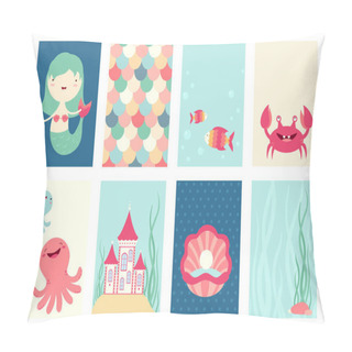 Personality  Set Of Banners With Cute Fairy-tale Characters Pillow Covers