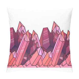 Personality  Seamless Border With Cartoon Pink Crystals.   Pillow Covers