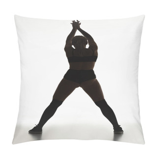 Personality  Back View Of Silhouette Of Sexy Girl Twerking Isolated On White Pillow Covers