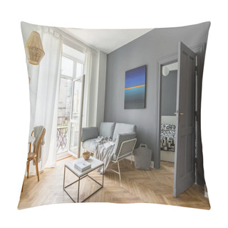 Personality  Scandi Style, Gray Living Room With Balcony Door Pillow Covers