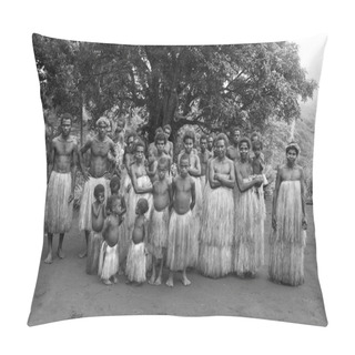 Personality  Tanna, Republic Of Vanuatu, July 12, 2014: Group Photo Of Indigenous People After The Traditional Custom Dance Pillow Covers