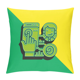 Personality  Biometric Green And Yellow Modern 3d Vector Icon Logo Pillow Covers