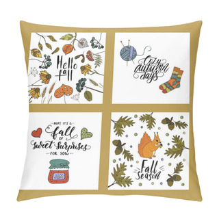 Personality  Autumn Cards With Brush Lettering Typography. Pillow Covers