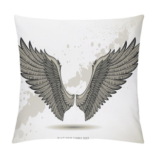 Personality  Wings, Hand Drawing. Vector Illustration Pillow Covers