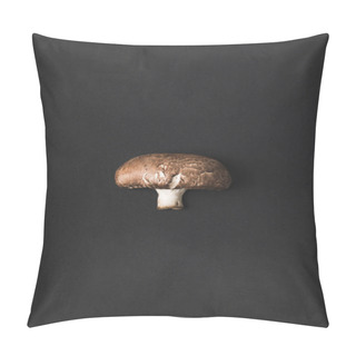 Personality  Top View Of Champignon Mushroom Isolated On Black Pillow Covers