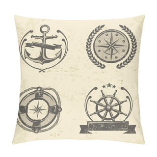 Personality  Nautical Symbols Anchor, Steering Pillow Covers