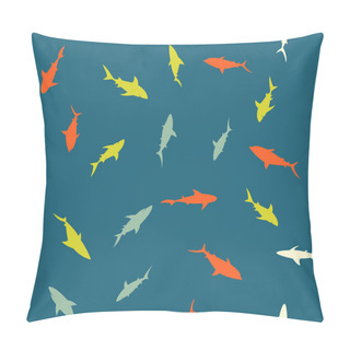 Personality  Colorful Pattern With Bright Sharks Pillow Covers