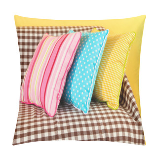 Personality  Colorful Pillows On Couch On Yellow Background Pillow Covers