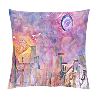 Personality  Moon Over Magic City. Abstract Panting Pillow Covers