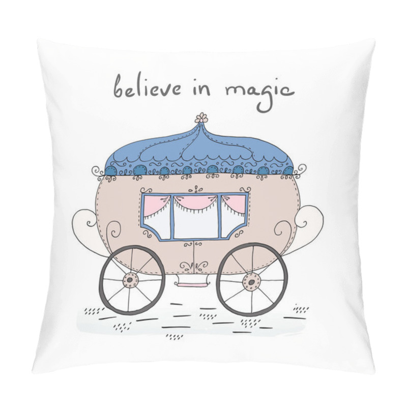 Personality  Cute Hand Drawn Fairy Tale Carriage Vector Illustration Pillow Covers